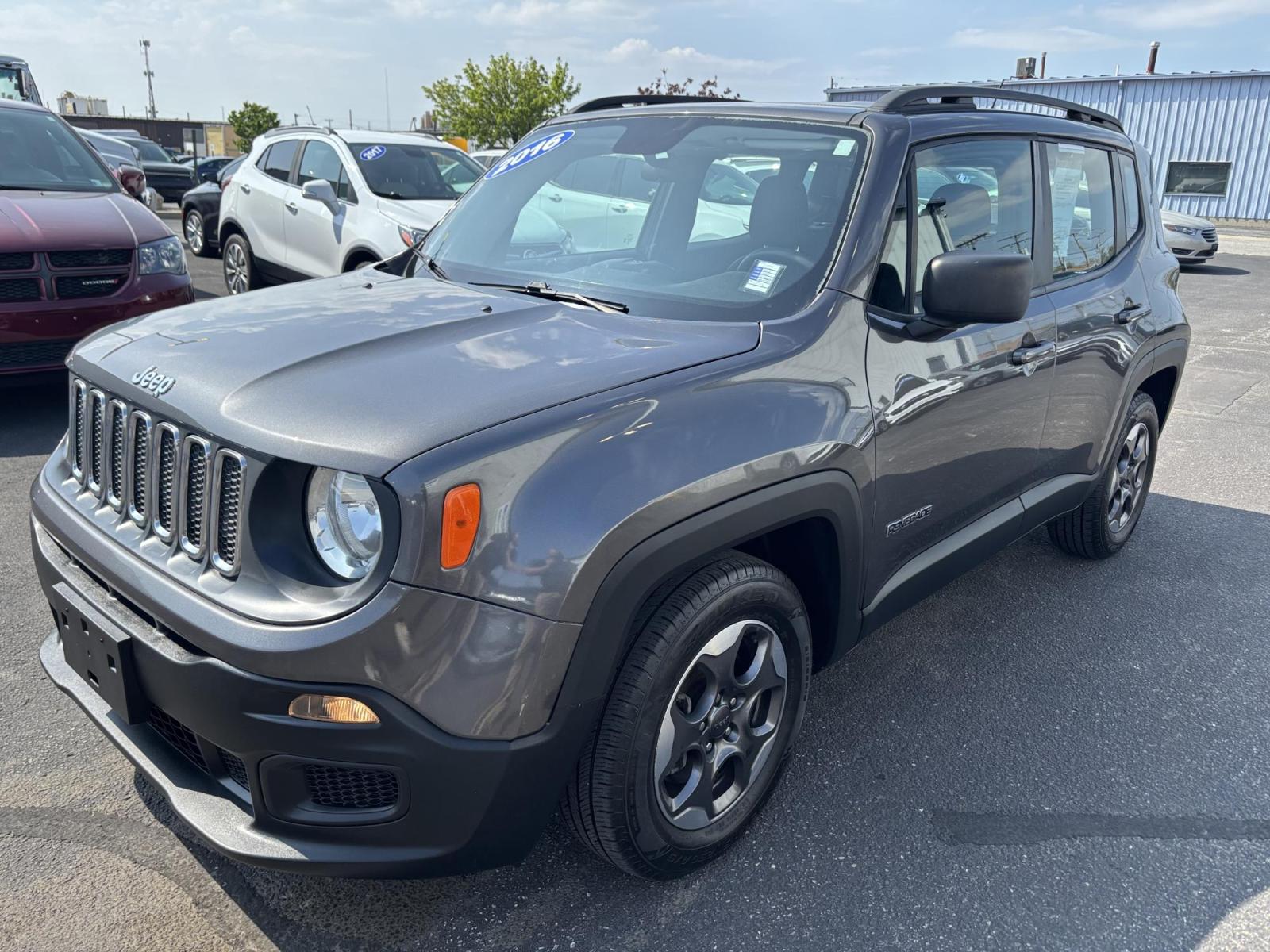 2016 GRAY /black Jeep Renegade Sport FWD (ZACCJAATXGP) with an 2.4L L4 DOHC 16V engine, 6M transmission, located at 100 West Coliseum Boulevard, Fort Wayne, IN, 46805, (260) 471-0567, 41.119961, -85.140312 - Photo#2