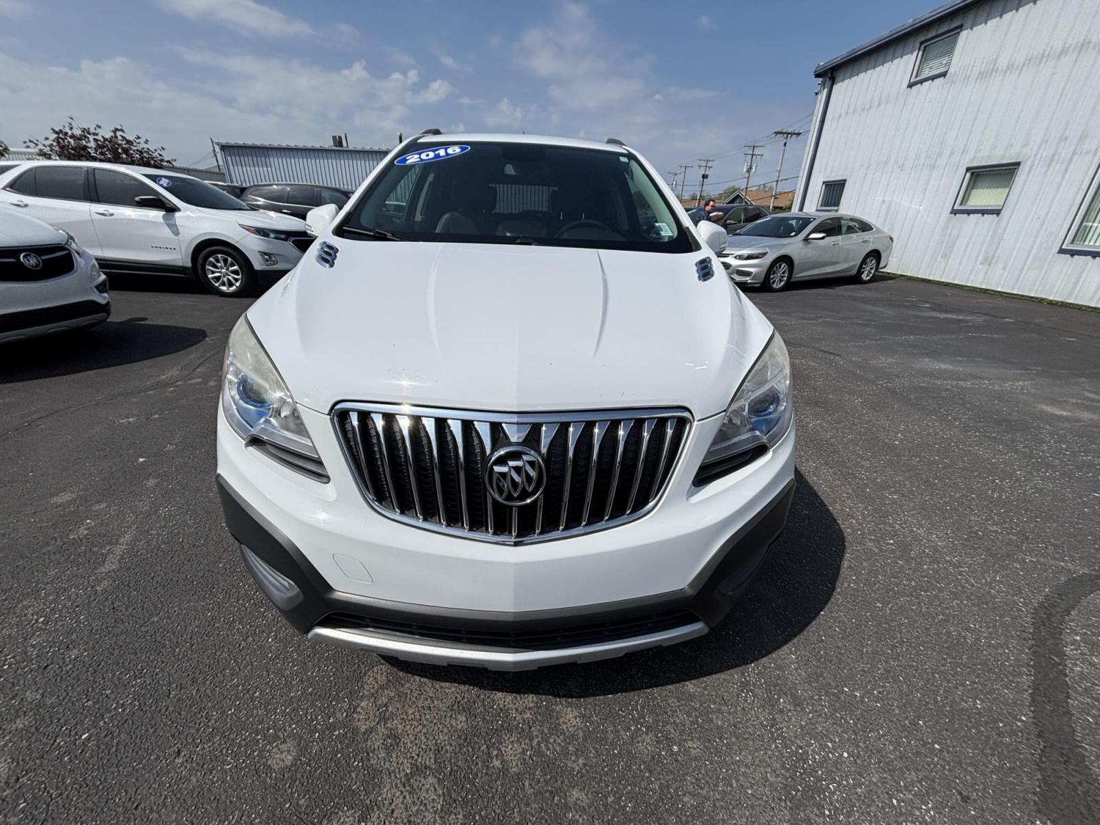 2016 WHITE /black Buick Encore Base FWD (KL4CJASB2GB) with an 1.4L L4 DOHC 16V TURBO engine, 6A transmission, located at 100 West Coliseum Boulevard, Fort Wayne, IN, 46805, (260) 471-0567, 41.119961, -85.140312 - Photo#2