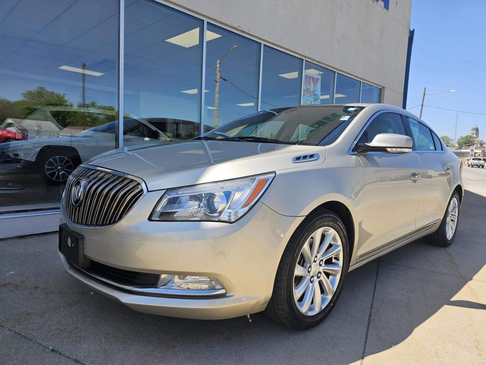 2015 GOLD /GOLD Buick LaCrosse Leather Package (1G4GB5G3XFF) with an 3.6L V6 DOHC 24V FFV engine, 6-Speed Automatic transmission, located at 502 South Main Street, Columbia City, IN, 46725, (260) 244-4645, 41.151382, -85.490578 - Photo#0