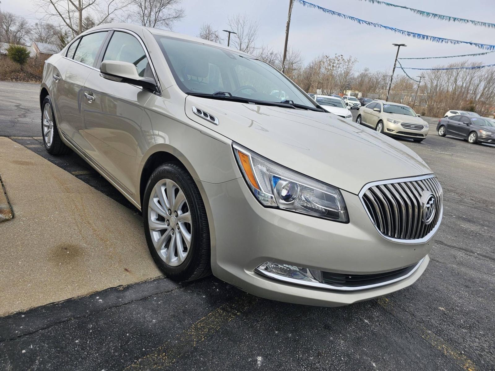 2015 GOLD /TAN Buick LaCrosse Leather Package (1G4GB5G31FF) with an 3.6L V6 DOHC 24V FFV engine, 6-Speed Automatic transmission, located at 502 South Main Street, Columbia City, IN, 46725, (260) 244-4645, 41.151382, -85.490578 - Photo#1